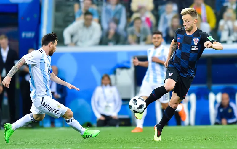 Lionel Messi of Argentina and Ivan Rakitic of Croatia during the 2018 FIFA World Cup Russia group D match between Argentina and Croatia at Nizhniy Novgorod Stadium on June 21, 2018 in Nizhniy Novgorod, Russia. (Photo by Lukasz Laskowski/PressFocus)//PRESSFOCUS_20180621_LUK_042/Credit:Laskowski/PressFocus/SIPA/1806212227, Image: 375640450, License: Rights-managed, Restrictions: , Model Release: no, Credit line: Profimedia, TEMP Sipa Press