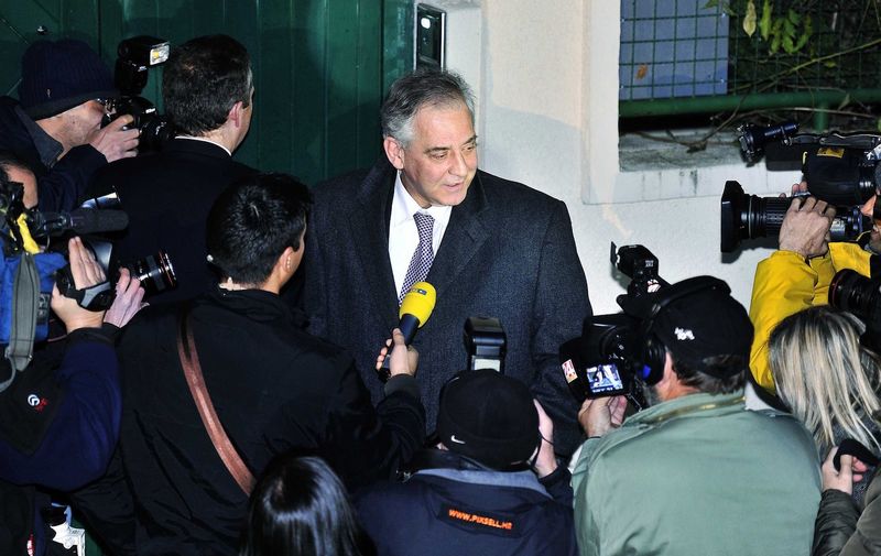Former Croatia's Prime Minister Ivo Sanader arrives at his home after leaving the Remetinec prison in Zagreb, CROATIA-16/12/2011. 
Croatia's Constitutional Court has ruled that former prime minister Ivo Sanader should be released from detention while on trial for corruption. Sanader is facing charges of corruption, abuse of position and war profiteering while in office./Credit:MEHKEK/CROPIX/SIPA/1112191227, Image: 226352714, License: Rights-managed, Restrictions: , Model Release: no, Credit line: Profimedia, TEMP Sipa Press