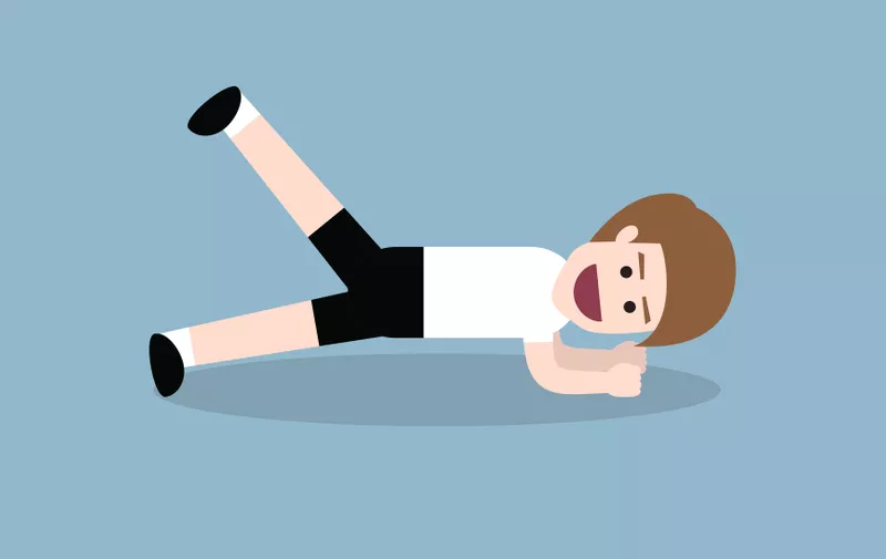 planking with lift leg exercise by fitness man, fitness exercise concept. vector illustration