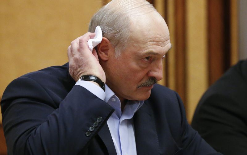 Belarus' President Alexander Lukashenko attends a meeting with his Russian counterpart in the Black sea resort of Sochi, on February 7, 2020. (Photo by Alexander Zemlianichenko / POOL / AFP)