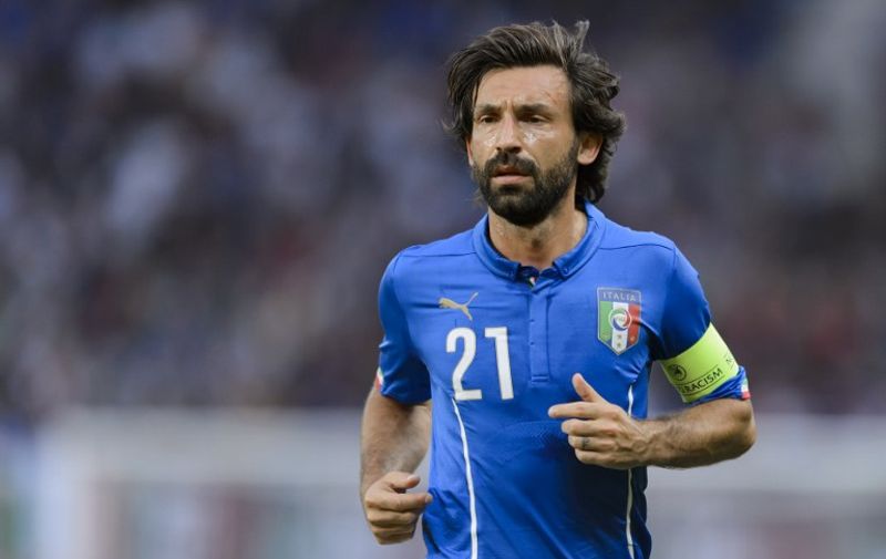 Italy's midfielder and captain Andrea Pirlo looks on during a friendly game Portugal against Italy at the Stade de Geneve on June 16, 2015 in Geneva.  AFP PHOTO / FABRICE COFFRINI