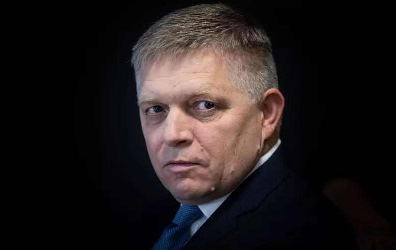 Leader of Direction - Social Democracy (Smer - SD) party Robert Fico attends an electoral TV debate on September 26, 2023 in Bratislava. The parliamentary elections are scheduled to be held on September 30, 2023 to elect members of the National Council. (Photo by VLADIMIR SIMICEK / AFP)