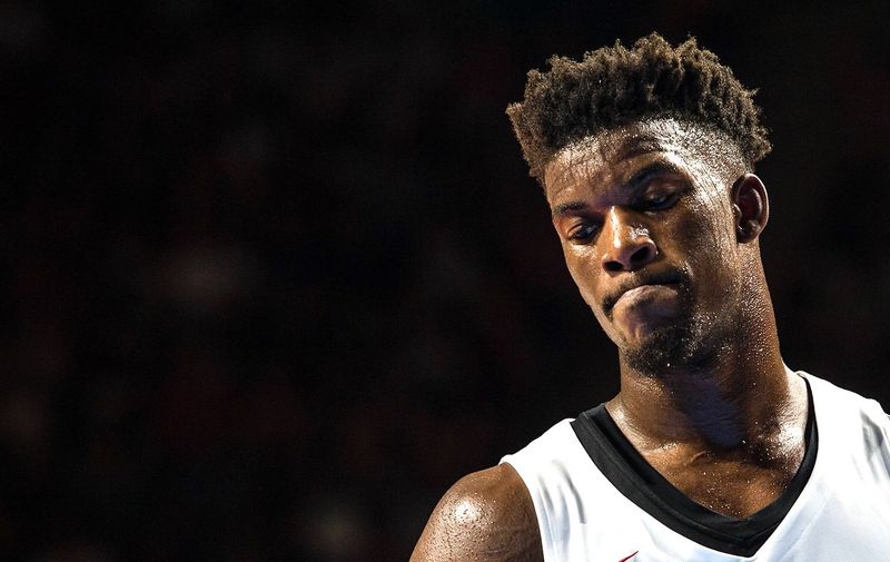 Jimmy Butler from United States of America of Minnesota Timberwolves during the charity friendly match Pau Gasol vs Marc Gasol, with European and American NBA players to help young basketball players and developing teams in Fontajau Pavillion, Girona on 8 of July of 2018.