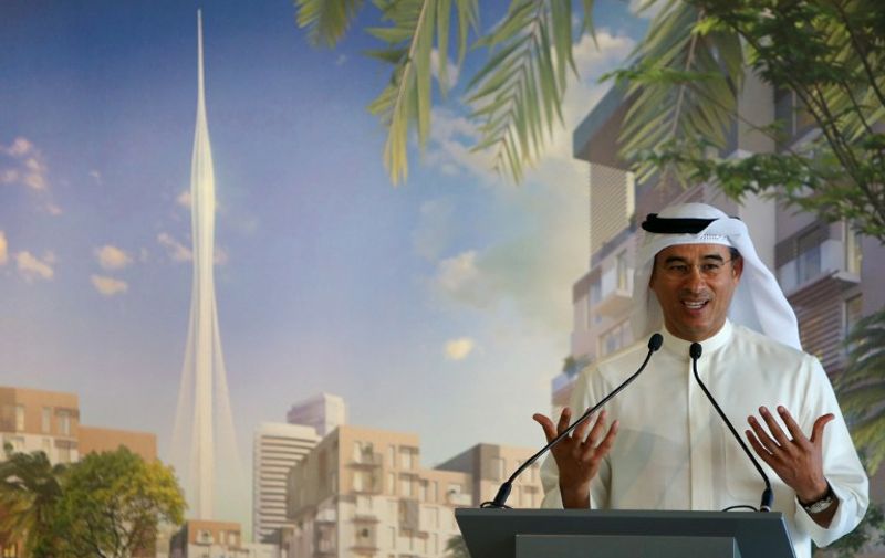 Chairman of Dubai Emaar property Mohamed al-abbar gestures as he speaks to press in Dubai, March 10, 2016. Alabbar said that Emaar, the developer of the world's tallest tower plans to build even a taller tower in this rich Gulf Emirates.  The tower will part of a new project called the Dubai Creek Harbour.         AFP PHOTO/MARWAN NAAMANI
The tower will be part of a new project called the Dubai Creek Harbour.          / AFP PHOTO / MARWAN NAAMANI
