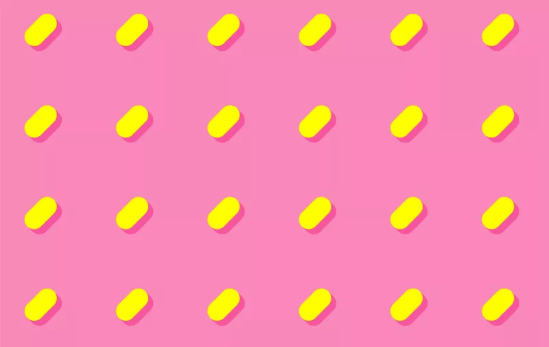 Yellow lines on pink background