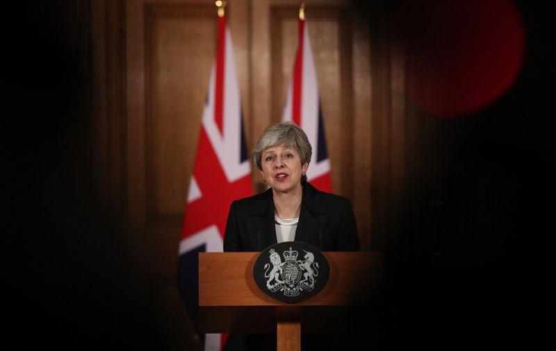Prime Minister Theresa May making a statement about Brexit in Downing Street, London., Image: 420893849, License: Rights-managed, Restrictions: , Model Release: no, Credit line: Profimedia, Press Association