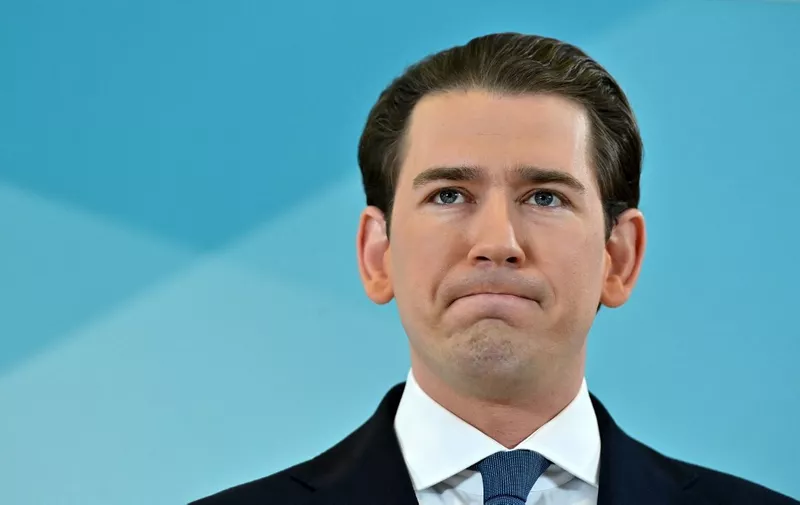 (FILES) Former Austrian Chancellor Sebastian Kurz gives a press conference in Vienna, on December 2, 2021. Austrian prosecutors announced on August 18, 2023 that they have charged with giving false testimony former chancellor Sebastian Kurz, the highest-profile figure implicated in wide-ranging corruption scandals that have rocked the Alpine country. (Photo by Joe Klamar / AFP)