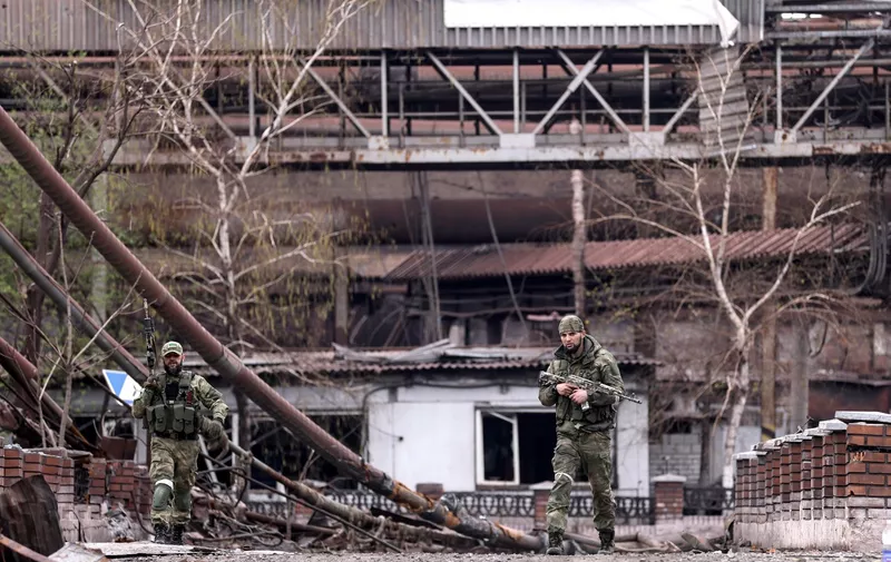 MARIUPOL, DONETSK REGION, UKRAINE - APRIL 17, 2022: Servicemen of Chechnya's Akhmat Volunteer Battalion control the Mariupol Iron and Steel Works captured by the armed forces of Russia and Donetsk People's Republic from the Ukrainian army. The Russian Armed Forces are carrying out a special military operation in Ukraine. Sergei Bobylev/TASS,Image: 683809494, License: Rights-managed, Restrictions: , Model Release: no, Credit line: Profimedia