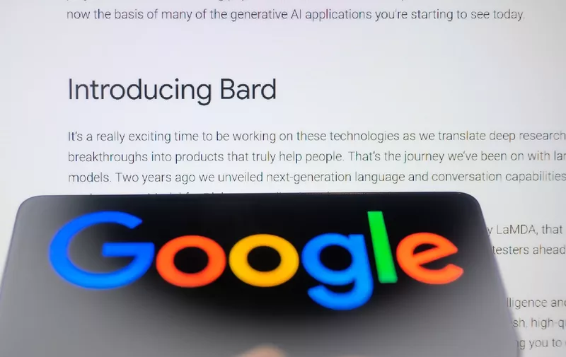 Google Bard seen on Google blog post with Google logo on mobile. On 6 February 2023 in Brussels, Belgium. (Photo illustration by Jonathan Raa/NurPhoto)
Google Bard Illustration, Brussels, Belgium - 06 Feb 2023,Image: 754577292, License: Rights-managed, Restrictions: , Model Release: no